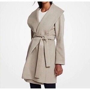 Ann Taylor  Women’s Heather gray   Wrap Coat Wool Blend  Petite S